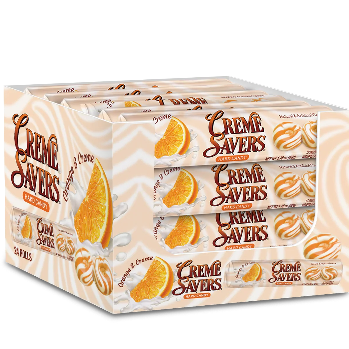 Creme Savers Orange Cream Hard Candy (24 Rolls Per Box)