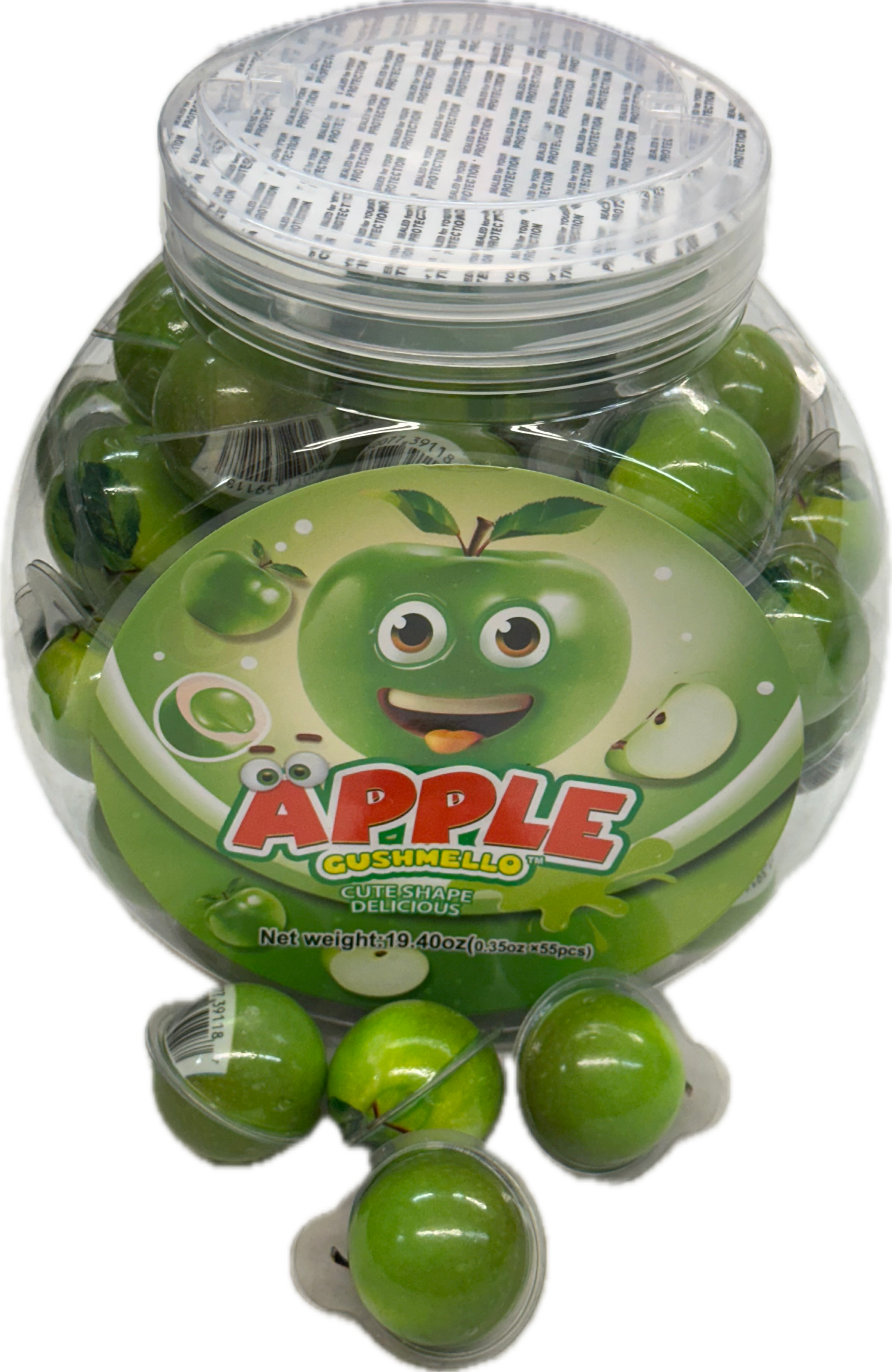 Gushmello Apple Gummy Candy 19.4 oz (55 Pieces Per Jar)