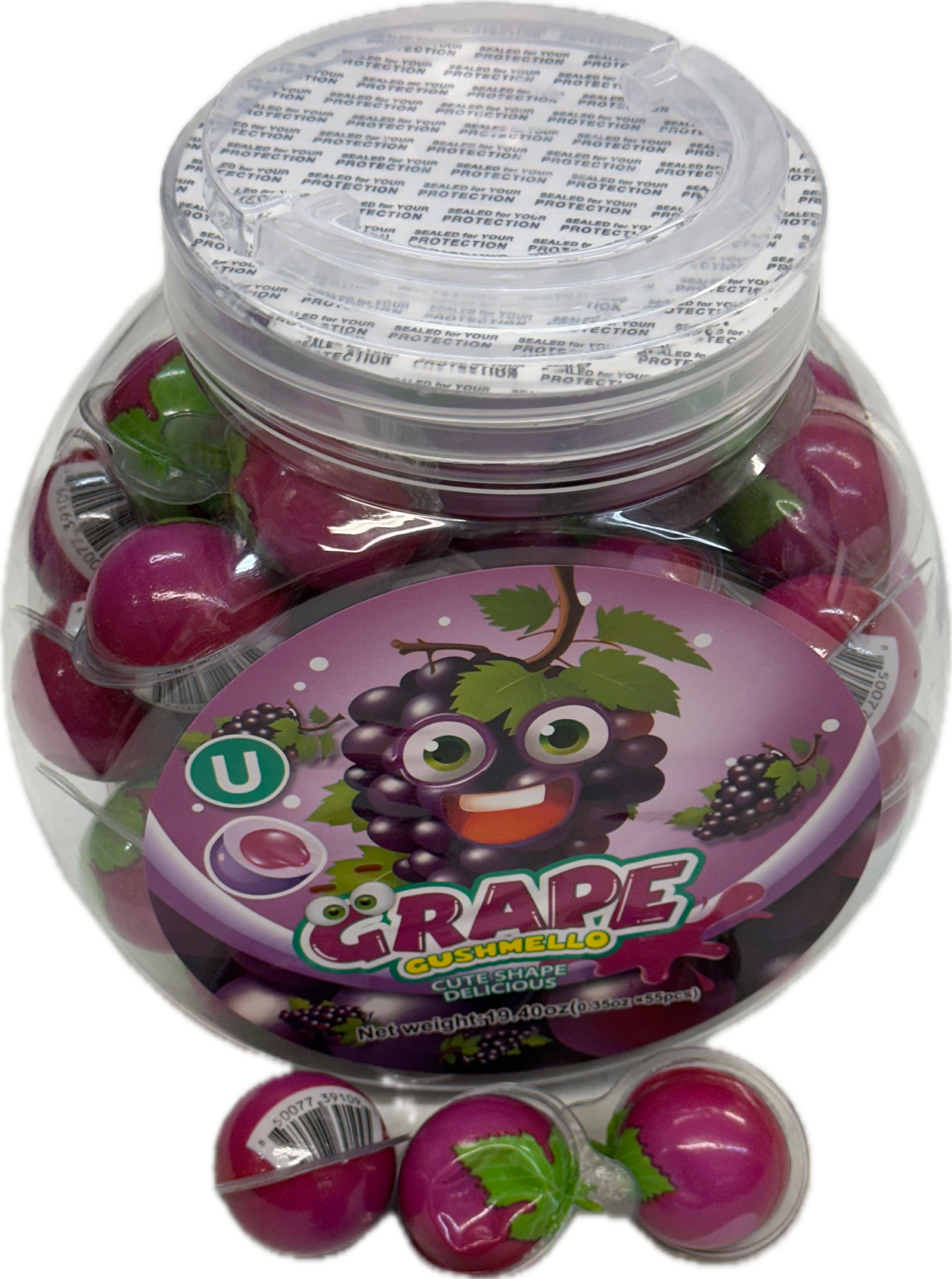 Gushmello Grape Gummy Candy 19.4 oz (55 Pieces Per Jar)