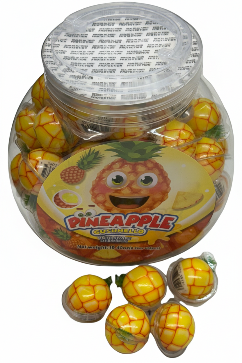 Gushmello Pineapple Gummy Candy 19.4 oz (55 Pieces Per Jar)