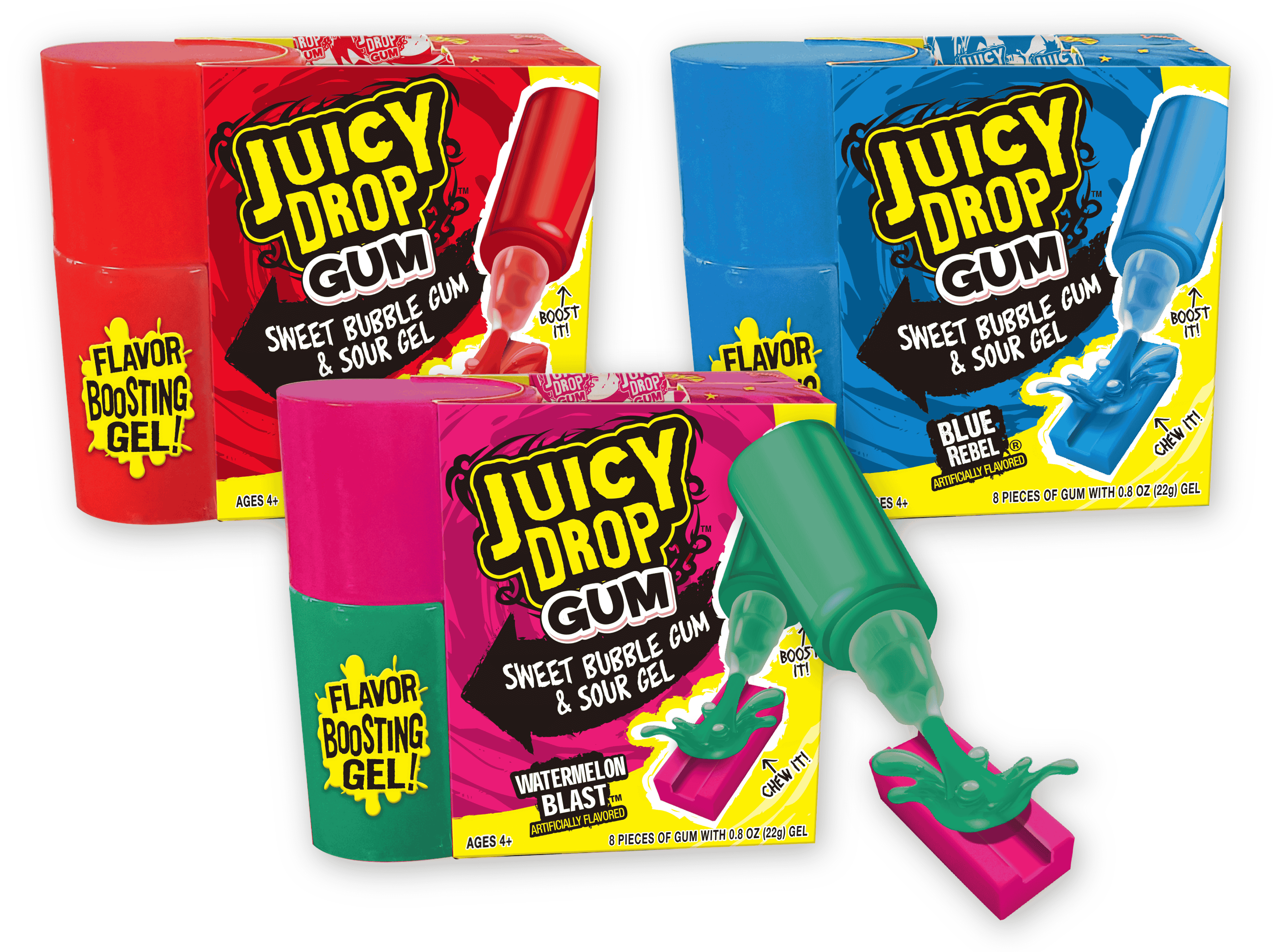 Juicy Drop Gum Assorted Flavor 2.5 oz (16 Piece Per Box)