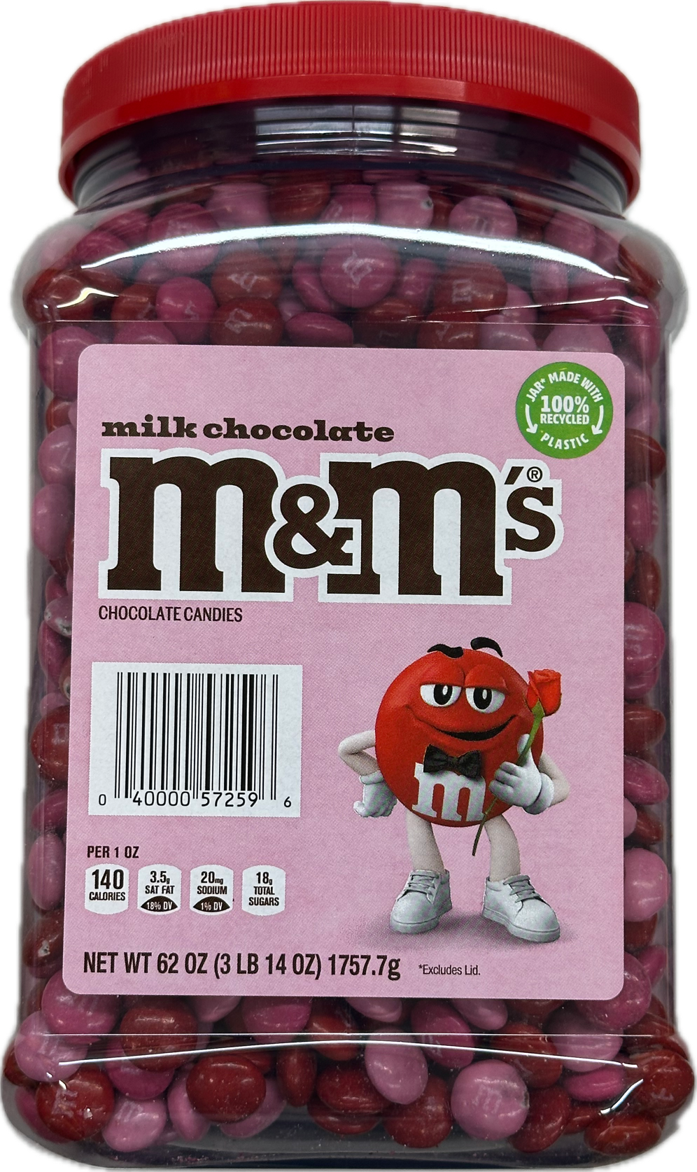 M&M's Milk Chocolate Red & Pink  Unwrapped (62 oz Per Jar)