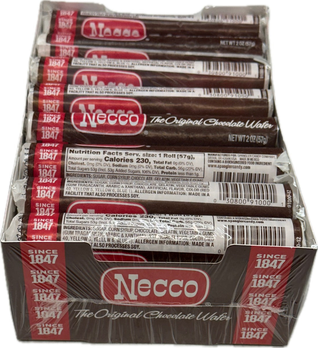 Necco wafers Chocolate Flavor (24 Rolls Per Box)