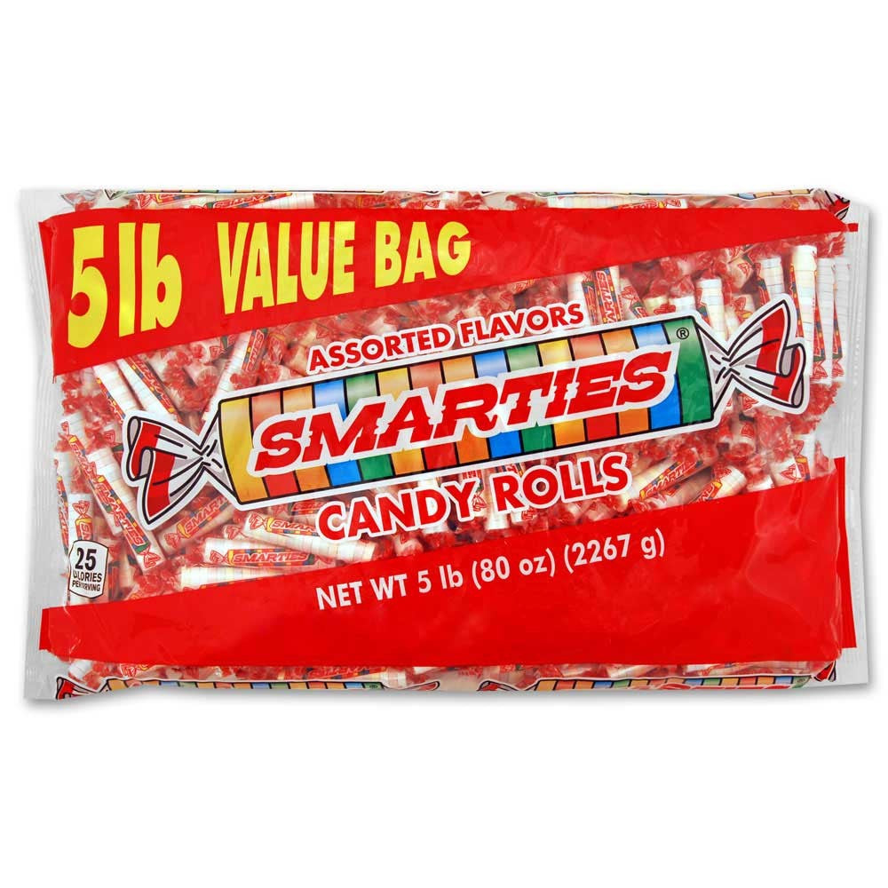Smarties Candy Rolls Assorted Flavors Wrapped (5 Pounds Per Bag)