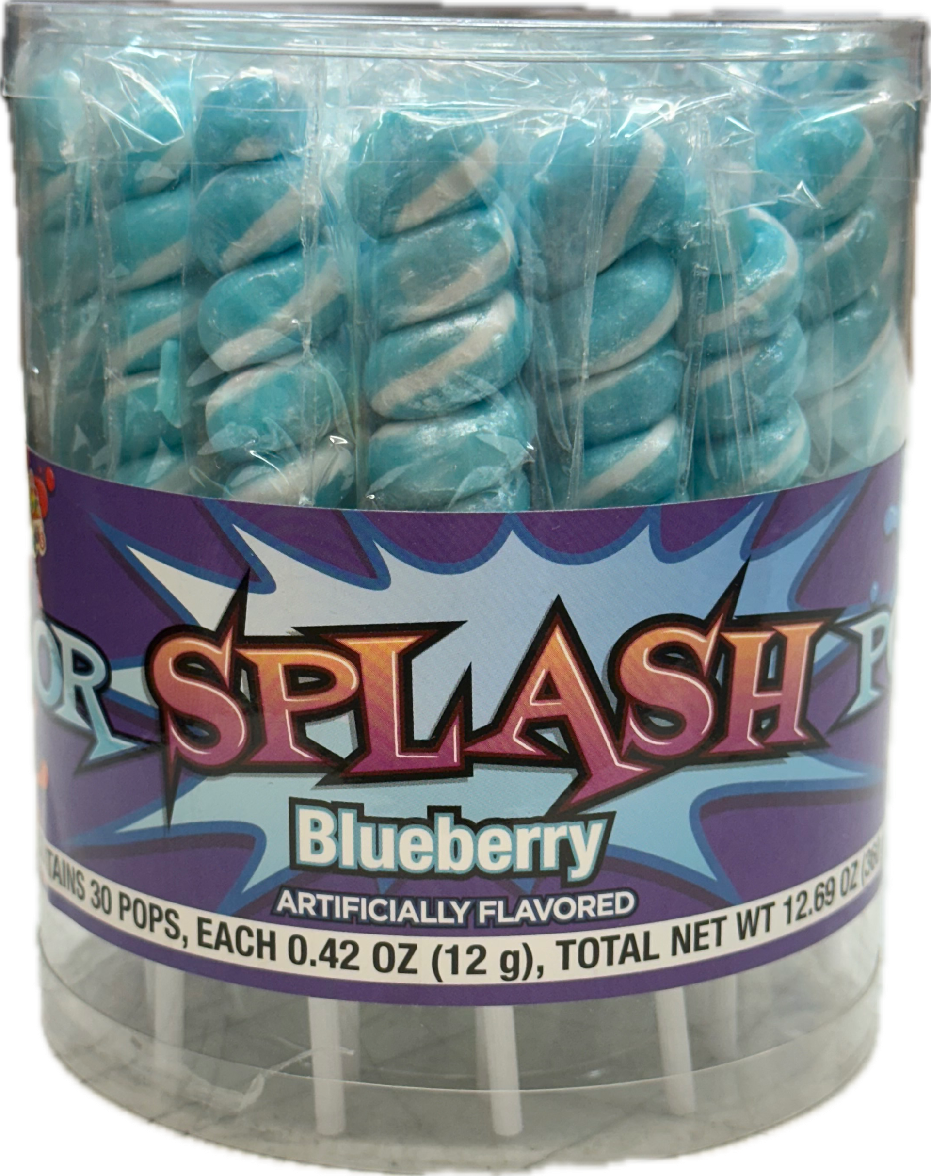 Splash Pop Swirl Lollipops Baby Blue (30 Pieces Per Jar)