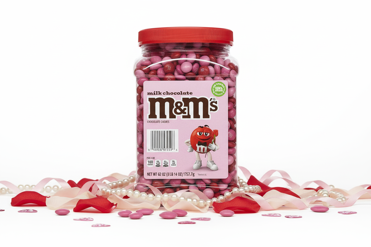M&M's Milk Chocolate Red & Pink  Unwrapped (62 oz Per Jar)